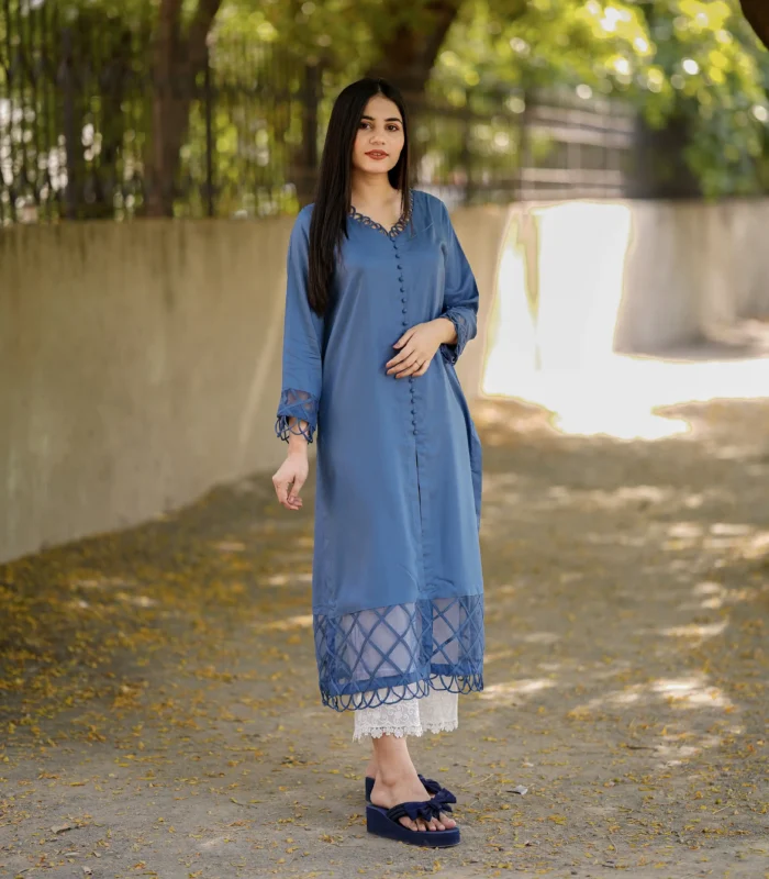 Shop with Namra is offering pacific blue linen shirt 2 scaled in latest clothing collection 2024