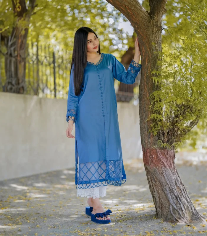 Shop with Namra is offering pacific blue linen shirt 4 scaled in latest clothing collection 2024