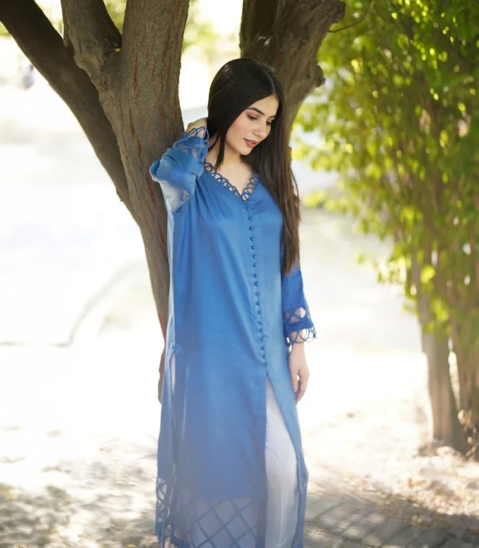 Shop with Namra is offering pacific blue linen shirt 5 scaled in latest clothing collection 2024