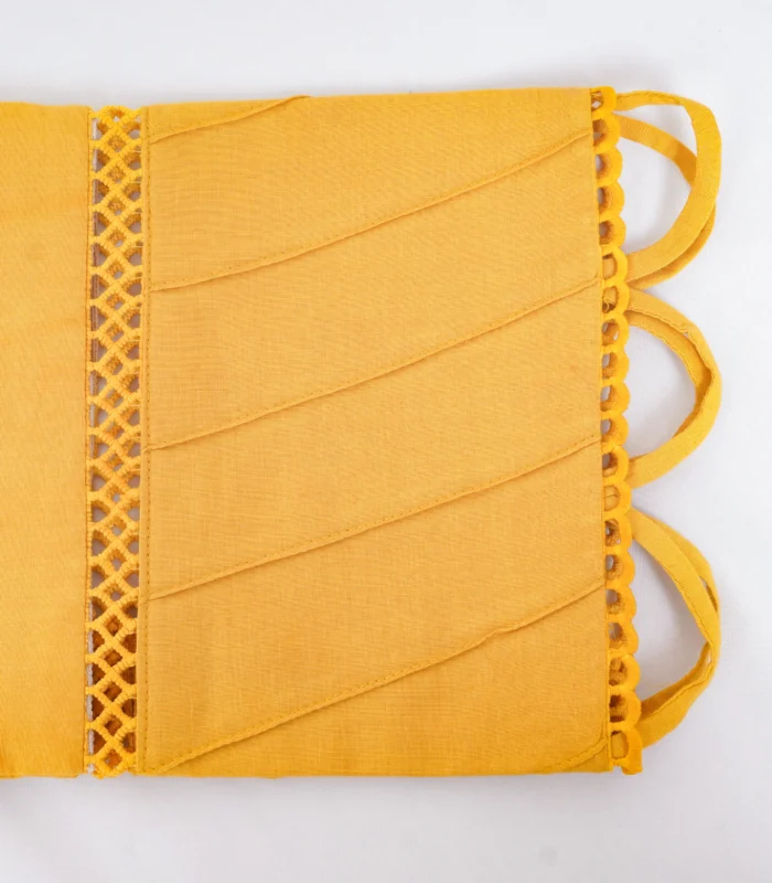 Yellow lawn dress 2 pcs (Mustard Yellow) - Image 11