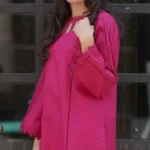 Shocking Pink Lawn Dress 2Pcs (FUCHSIA) - Image 3