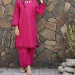 Shocking Pink Lawn Dress 2Pcs (FUCHSIA) - Image 5
