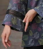 Black Leaf Printed Casual Lawn Shirt - Image 5