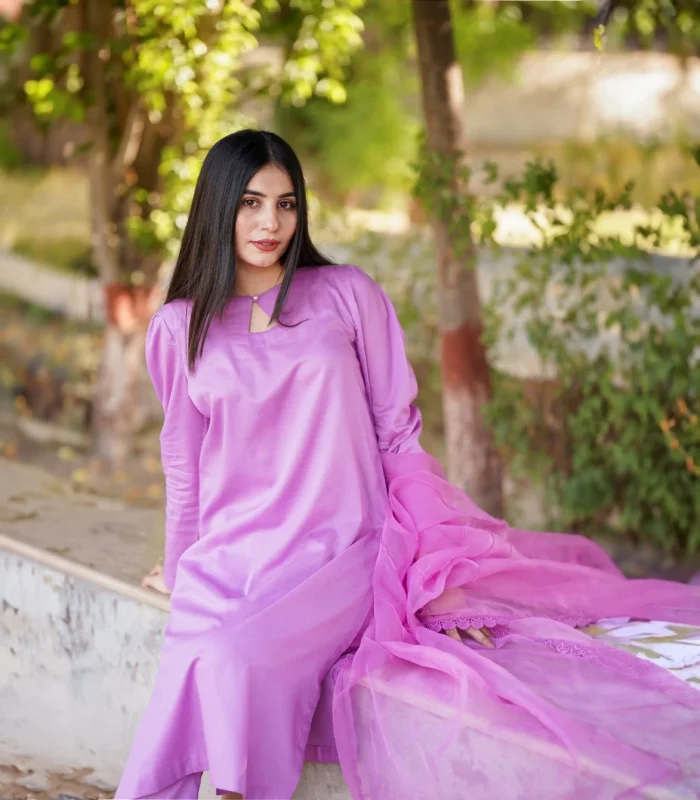 Orchid Purple 3Pcs Linen Dress - Image 6