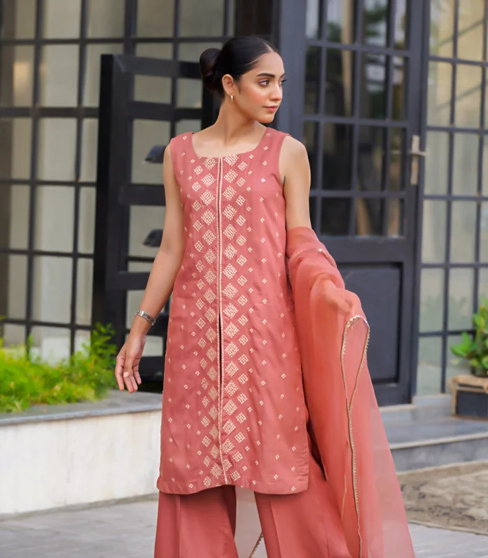 Cinnamon Brown 3Pcs Linen Dress - Image 2