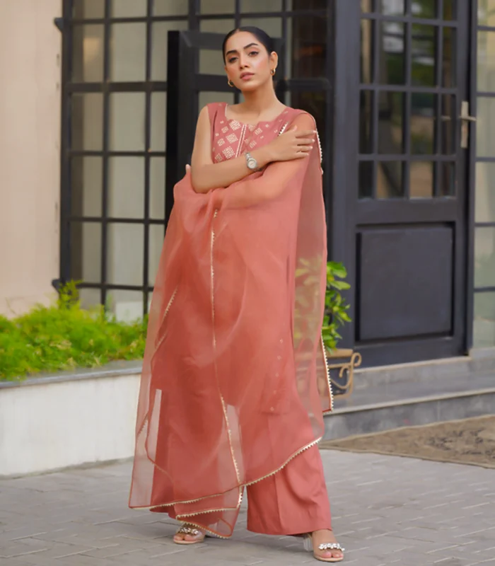 Cinnamon Brown 3Pcs Linen Dress - Image 4