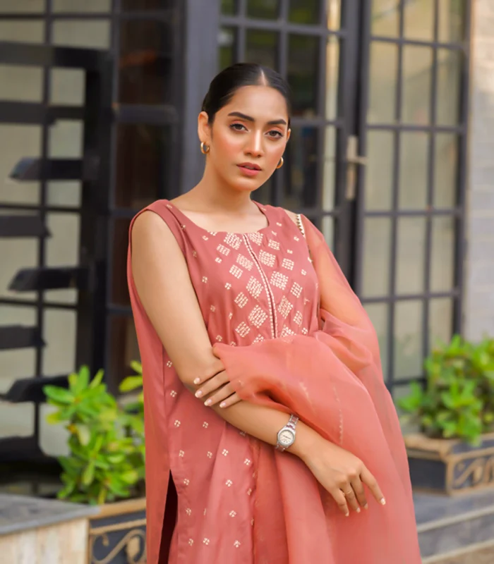 Cinnamon Brown 3Pcs Linen Dress - Image 5