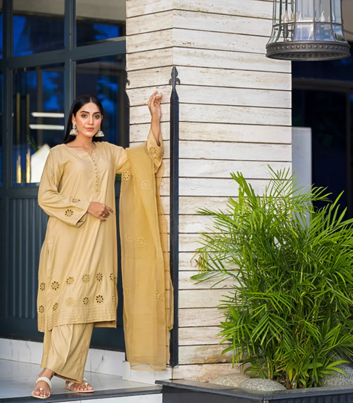 Skin Beige 3Pcs Linen Dress - Image 3