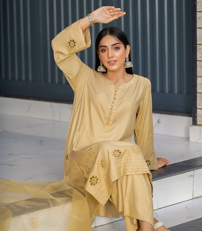 Skin Beige 3Pcs Linen Dress - Image 6