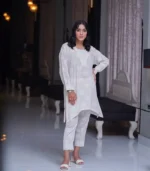 White 2Pcs Linen Dress - Image 5