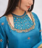 Shop with Namra is offering tea blue formal wear 3 Pcs Dress in latest festive collection 2024