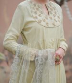 Shop with Namra is offering pastel green embroidery formal dress in latest festive collection 2024