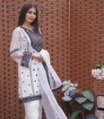 Shop with Namra is offering white & Black formal wear Organza dress in latest festive collection 2024