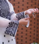 Shop with Namra is offering white & Black formal wear Organza dress in latest festive collection 2024