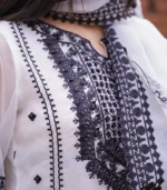 Shop with Namra is offering white & Black formal wear Organza dress in latest festive collection 2024