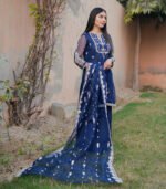 Shop with Namra is offering navy blue embroidery formal dress in latest festive collection 2024