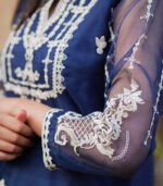 Shop with Namra is offering navy blue embroidery formal dress in latest festive collection 2024