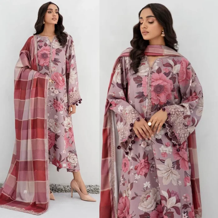 BAROQUE - 3PC Lawn Printed Shirt With Voile Printed Dupatta-764 (3) BAROQUE - 3PC Lawn Printed Shirt With Voile Printed Dupatta-764