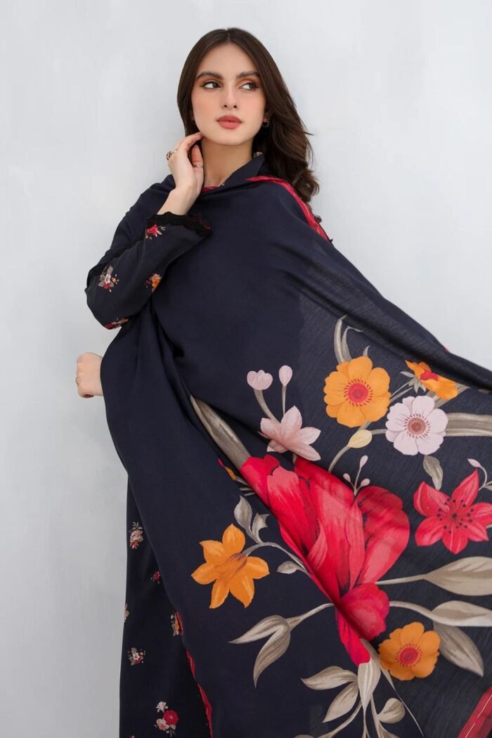 BAROQUE - 3PC Lawn Printed Shirt With Voile Printed Dupatta-770 - Image 3