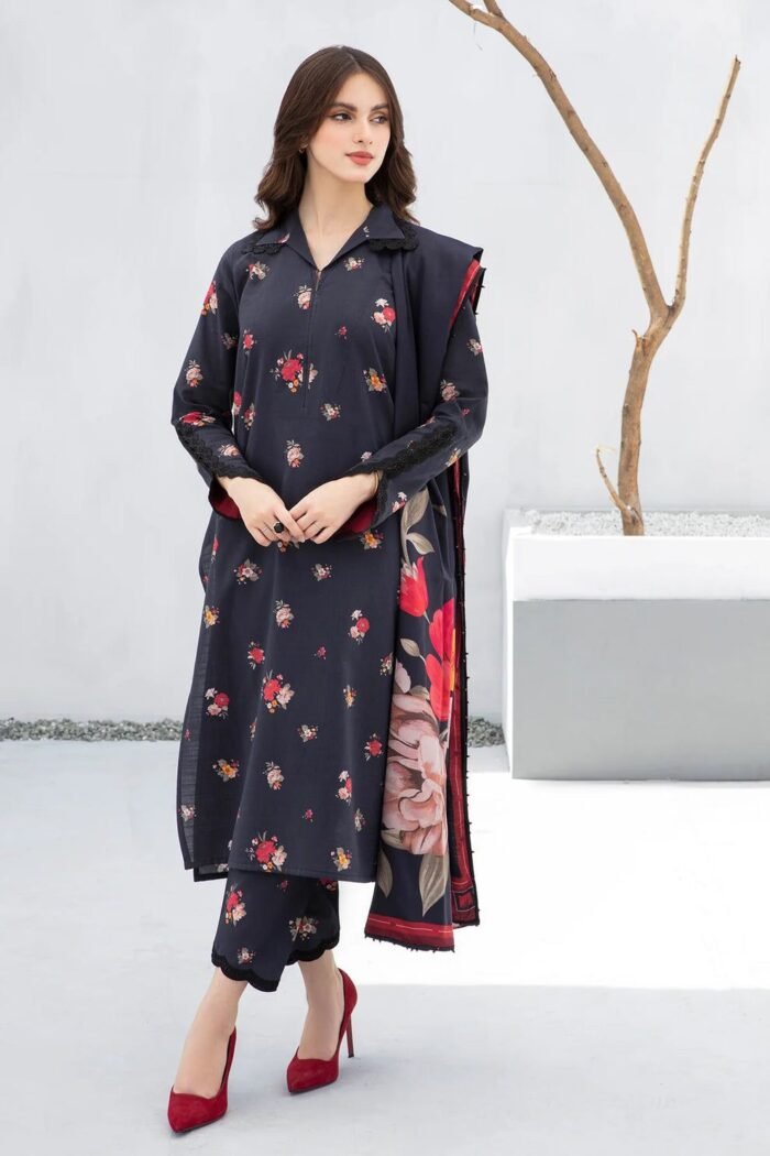 BAROQUE - 3PC Lawn Printed Shirt With Voile Printed Dupatta-770 - Image 6