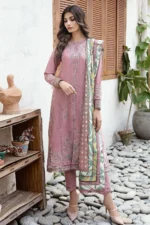 Jazmin Lawn 3PC Chikenkari Embroidered With Printed Dupatta-401