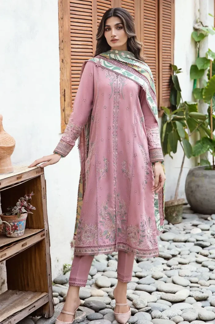Jazmin Lawn 3PC Chikenkari Embroidered With Printed Dupatta-401 (5) Jazmin Lawn 3PC Chikenkari Embroidered With Printed Dupatta-401