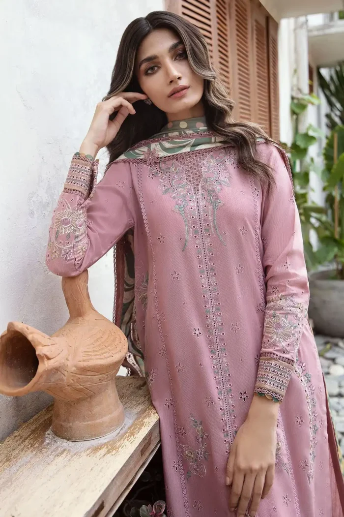 Jazmin Lawn 3PC Chikenkari Embroidered With Printed Dupatta-401 (8) Jazmin Lawn 3PC Chikenkari Embroidered With Printed Dupatta-401