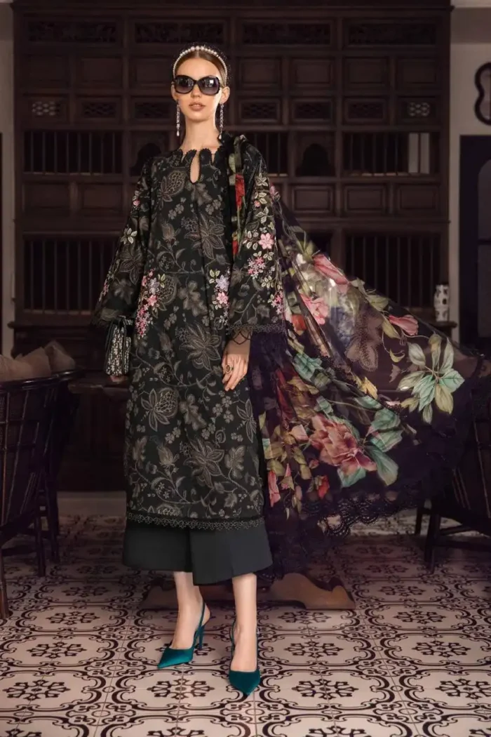 MARIA B 3PC Lawn Printed Shirt With Printed Dupatta And Trouser-775 - Image 5
