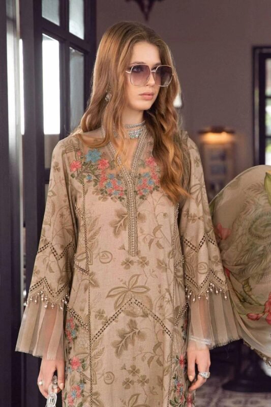 Shop with Namra is offering MARIA B 3PC Lawn Printed Shirt With Printed Dupatta And Trouser 776 1 in latest clothing collection 2024