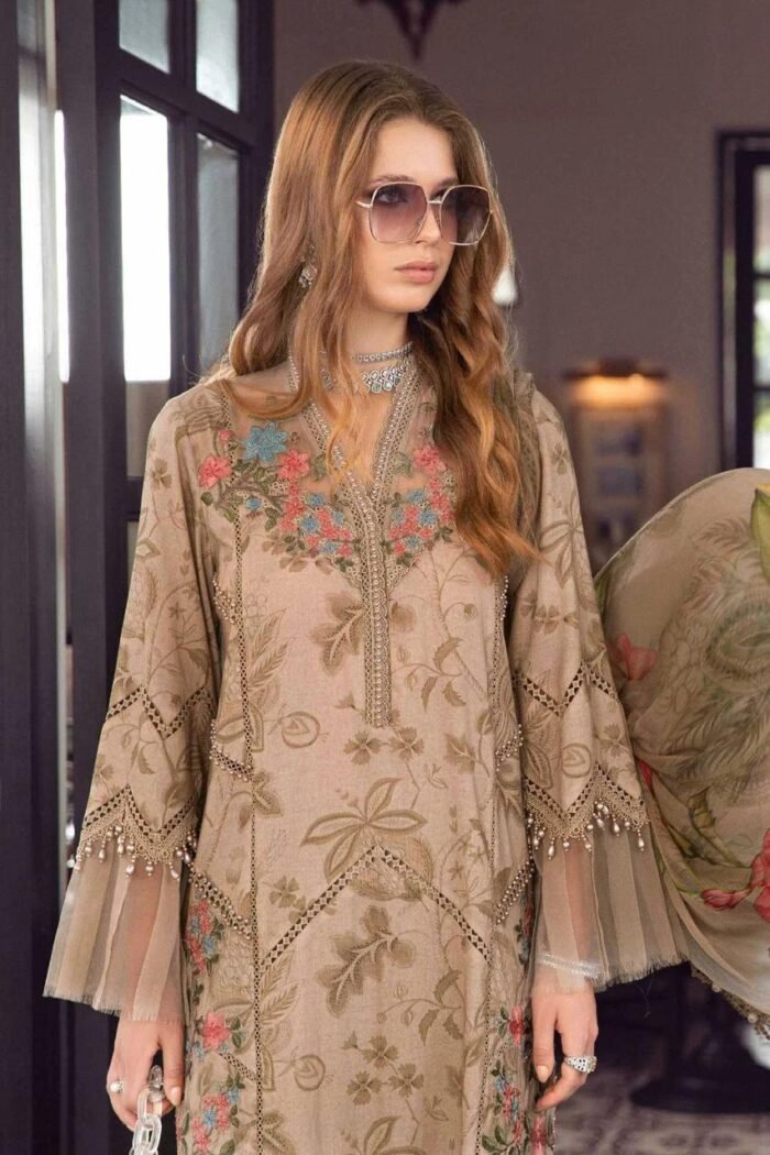 MARIA B 3PC Lawn Printed Shirt With Printed Dupatta And Trouser-776 - Image 2