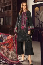 Lawn Printed Shirt Voile Printed Dupatta Lawn Printed Trouser Organza Embroidered Patch Unstitched 3PC Dress