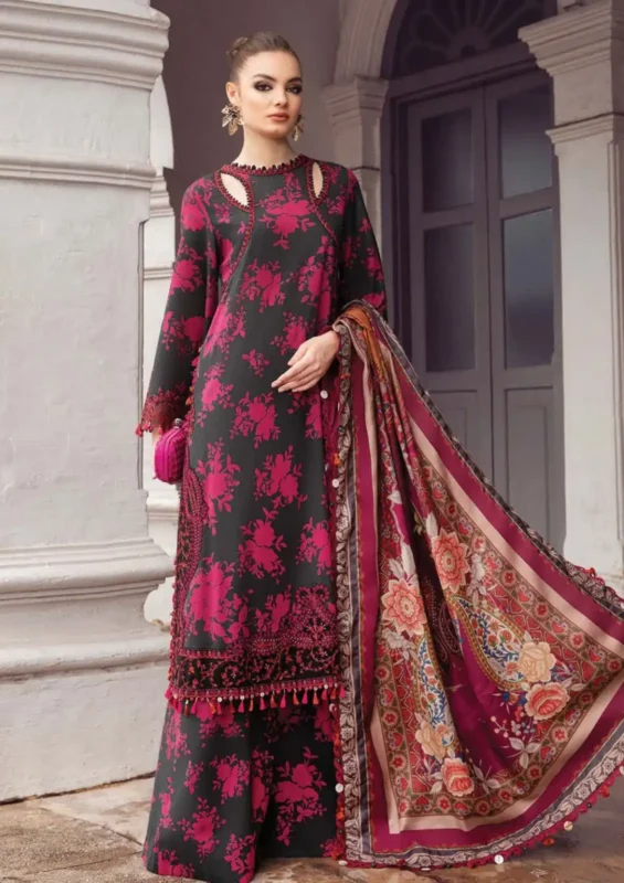 Shop with Namra is offering MARIA B 3PC Lawn Printed Shirt With Printed Dupatta And Trouser 779 3 in latest clothing collection 2024