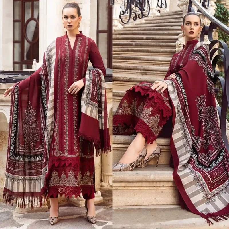 Shop with Namra is offering Maria B Lawn 3PC Embroidered 720 4 in latest clothing collection 2024