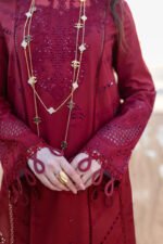 QALAMKAR Chikenkari Lawn 3PC Embroidered With Organza Embroidered Dupatta-410 - Image 6