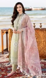 Qalamkar Lawn 3PC Chikankari Embroidered With Printed Dupatta-413 - Image 7