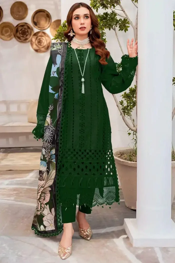 ZAINAB CHOTANI 3PC CHIKENKARI Lawn Embroidered With Print Dupatta-343 - Image 2