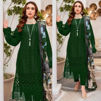 ZAINAB CHOTANI 3PC CHIKENKARI Lawn Embroidered With Print Dupatta-343