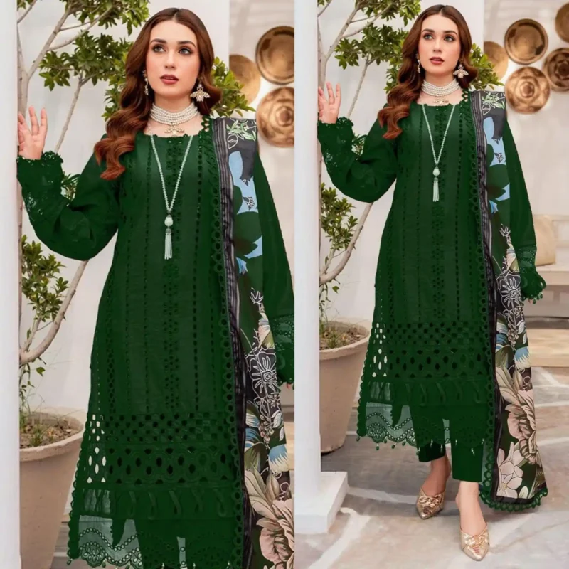 Shop with Namra is offering ZAINAB CHOTANI 3PC CHIKENKARI Lawn Embroidered With Print Dupatta 343 3 in latest clothing collection 2024