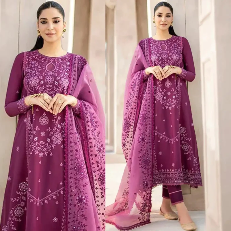 Shop with Namra is offering CROSS STITCH 3PC Lawn Embroidered Shirt With Organza Embroidered Dupatta 378 1 in latest clothing collection 2024