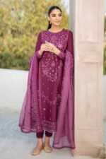 CROSS STITCH 3PC Lawn Embroidered Shirt With Organza Embroidered Dupatta -378 - Image 3