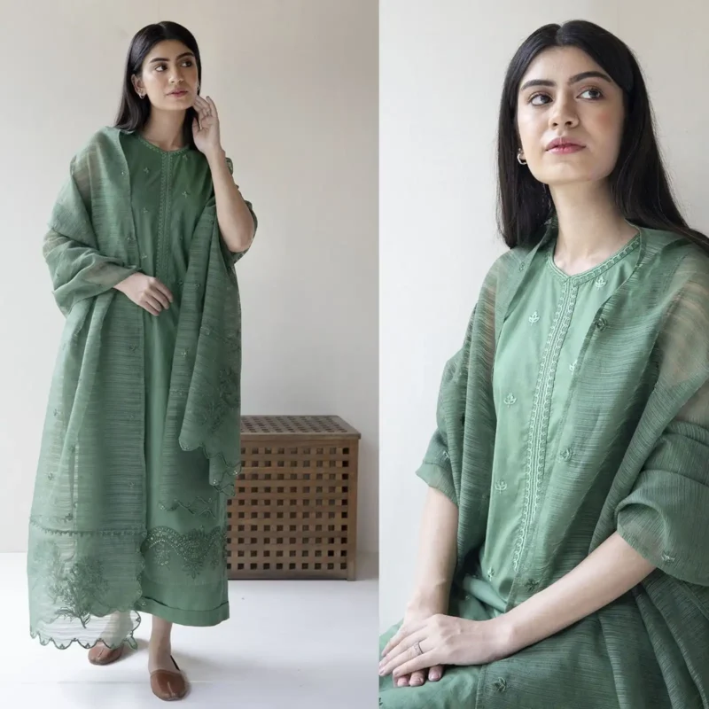 Shop with Namra is offering DYOT 3PC Lawn Embroidered Shirt With Organza Dupatta 335 4 in latest clothing collection 2024