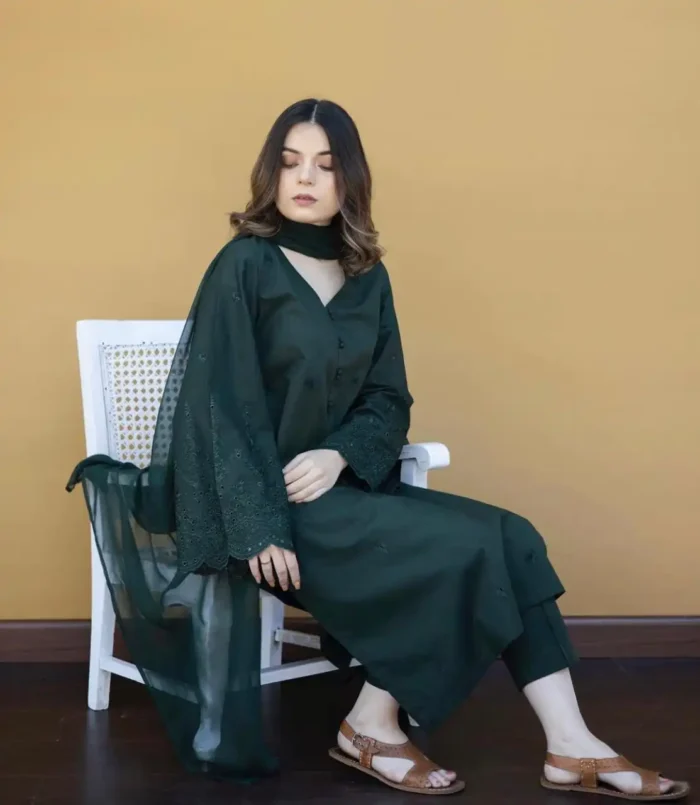 DYOT Lawn 3PC Chikenkari Embroidered-361 - Image 4