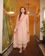 FAIZA SAQLAIN Lawn 3PC Embroidered With Organza Embroidered Dupatta-399 - Image 2