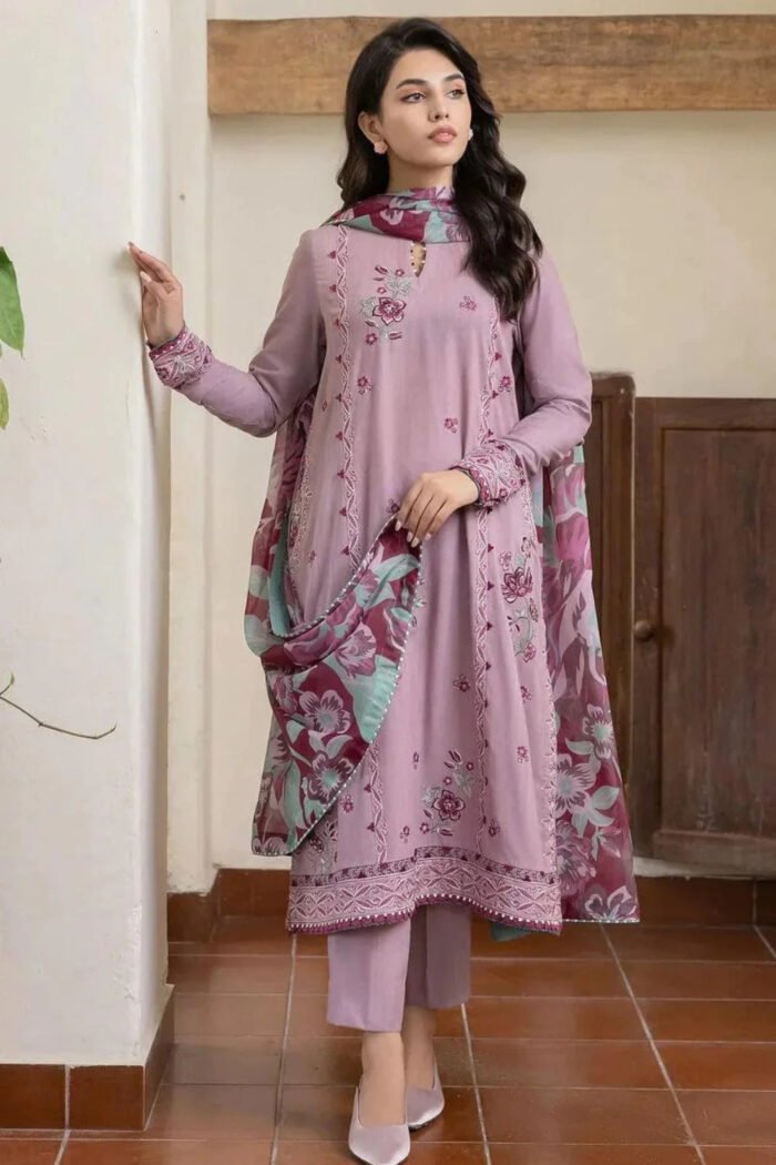 Jazmin Lawn 3PC Embroidered With Printed Dupatta-303 - Image 4