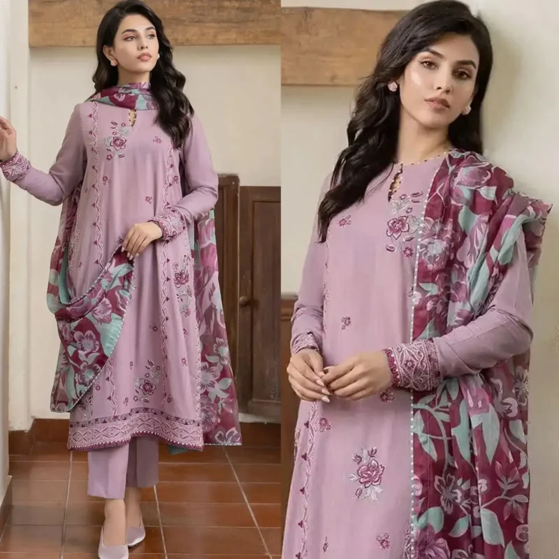 Shop with Namra is offering Jazmin Lawn 3PC Embroidered With Printed Dupatta 303 in latest clothing collection 2024