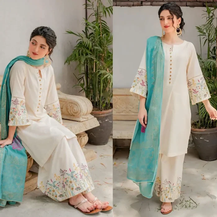 Kastoor 3PC Lawn Embroidered Shirt With Printed Dupatta-730 (1) Kastoor 3PC Lawn Embroidered Shirt With Printed Dupatta-730 - Image 1