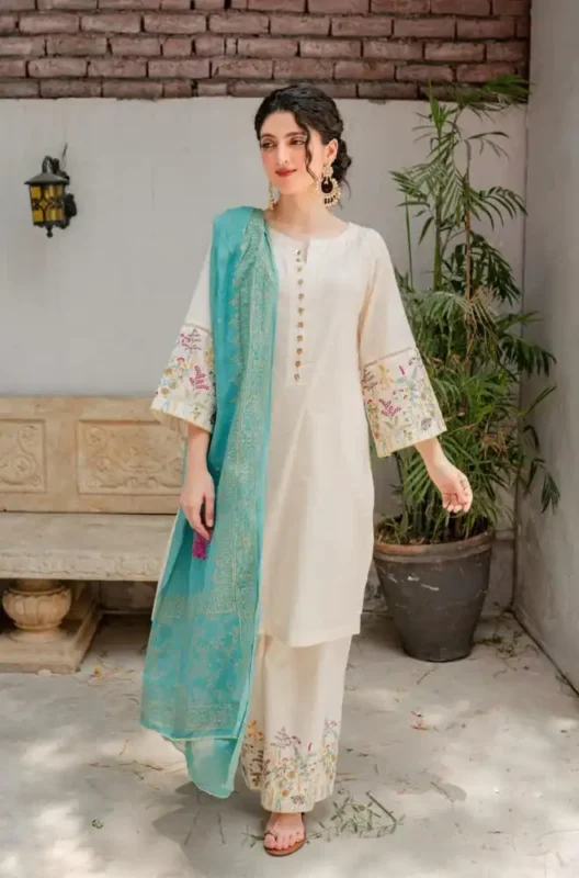 Shop with Namra is offering Kastoor 3PC Lawn Embroidered Shirt With Printed Dupatta 730 2 in latest clothing collection 2024