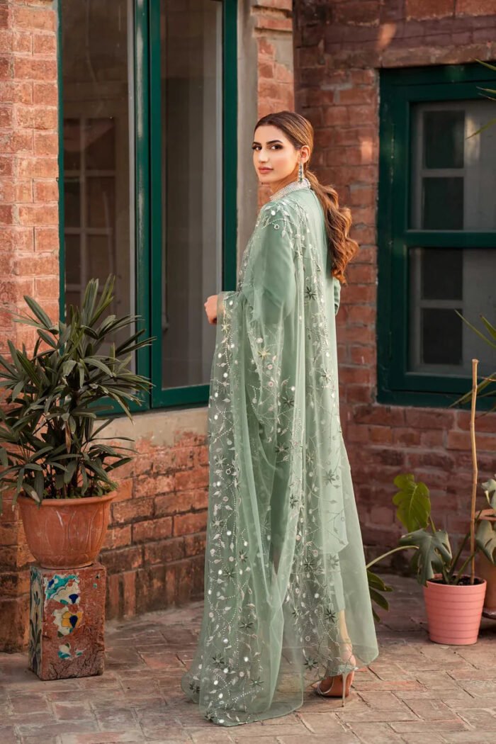 Natasha Kamal 3PC Lawn Embroidered Shirt With Organza Embroidered Dupatta-389 - Image 4