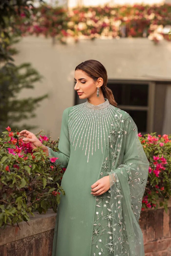 Natasha Kamal 3PC Lawn Embroidered Shirt With Organza Embroidered Dupatta-389 - Image 3