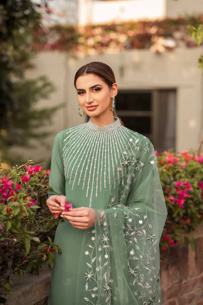 Natasha Kamal 3PC Lawn Embroidered Shirt With Organza Embroidered Dupatta-389 - Image 2